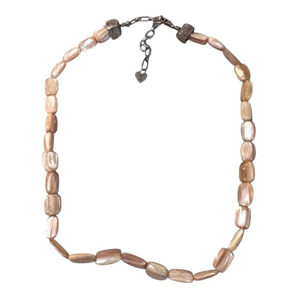 Sterling Silver Jay King 925 Necklace Mother of Pearl Pink Opal ? Shell Beads - Picture 1 of 9